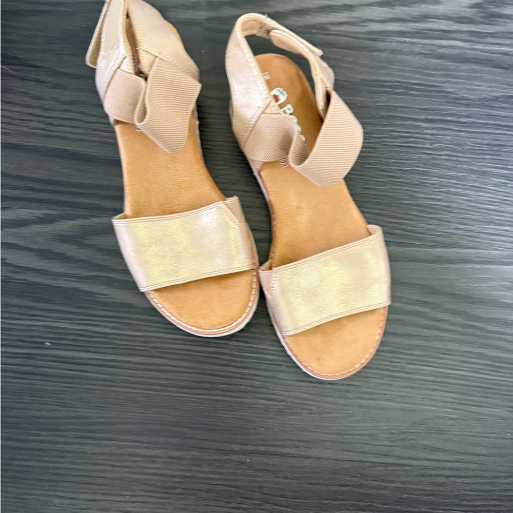 BOBS from Skechers Tan Sandals with Adjustable Ankle Straps